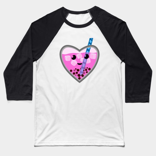 Pink Bubble Tea Love Baseball T-Shirt by SubtleSplit